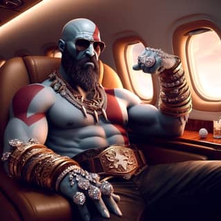 god of war kratos on the plane