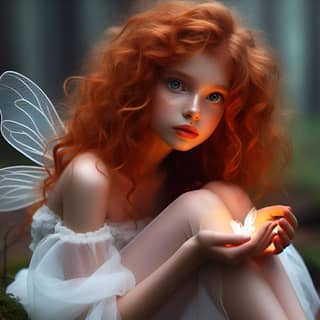 red haired fairy girl with wings