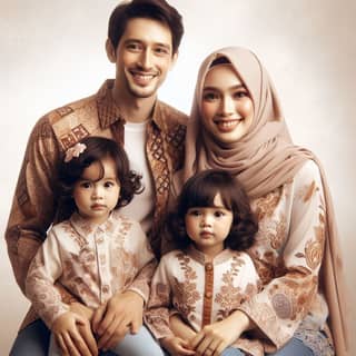 Une famille en vêtements traditionnels posant pour une photo.