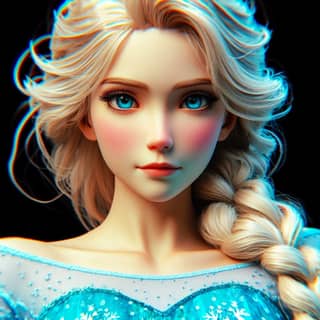 a cartoon image of a frozen princess with blue eyes