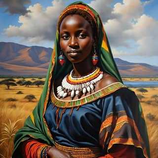 Une femme africaine en tenue traditionnelle.