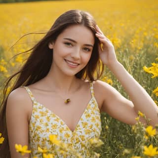 beautiful in yellow field