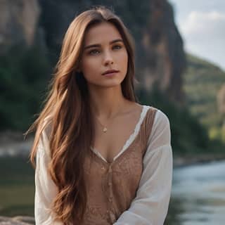 sitting on a rock by a river