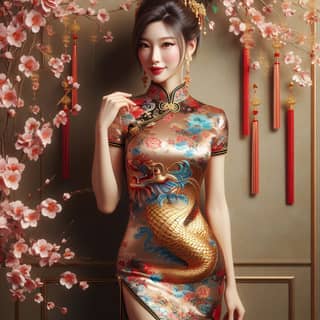 in a chinese dress