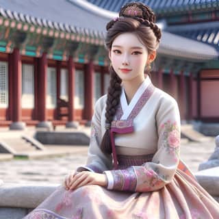 Gadis Korea dalam pakaian tradisional.