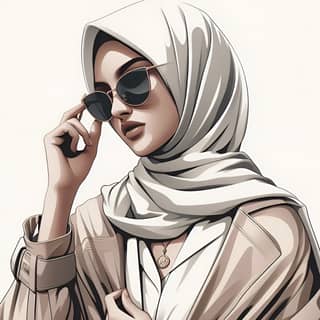 wearing a hijab and sunglasses