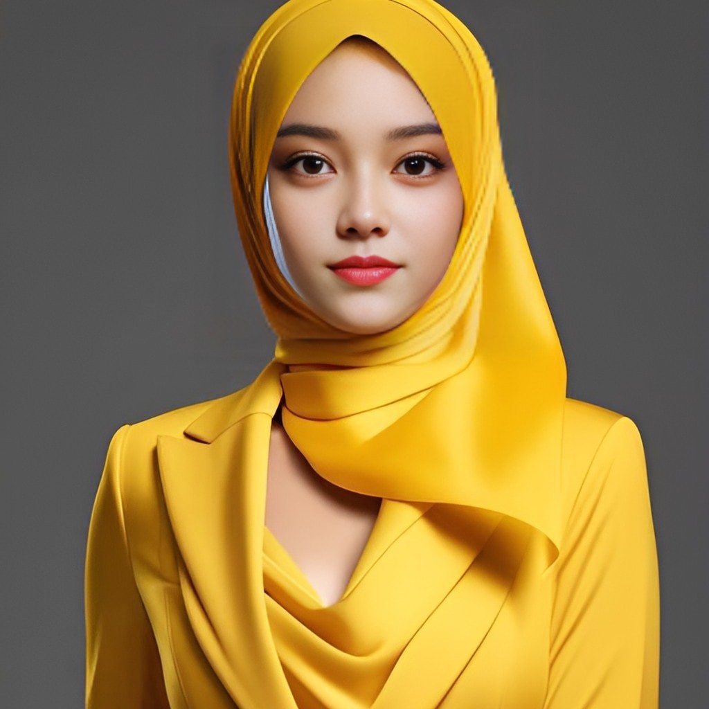 in a yellow hijab