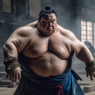 a sumo wrestler in a traditional kimono