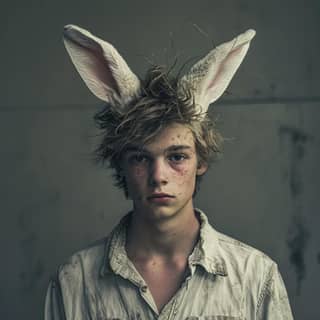 boy with bunny ears