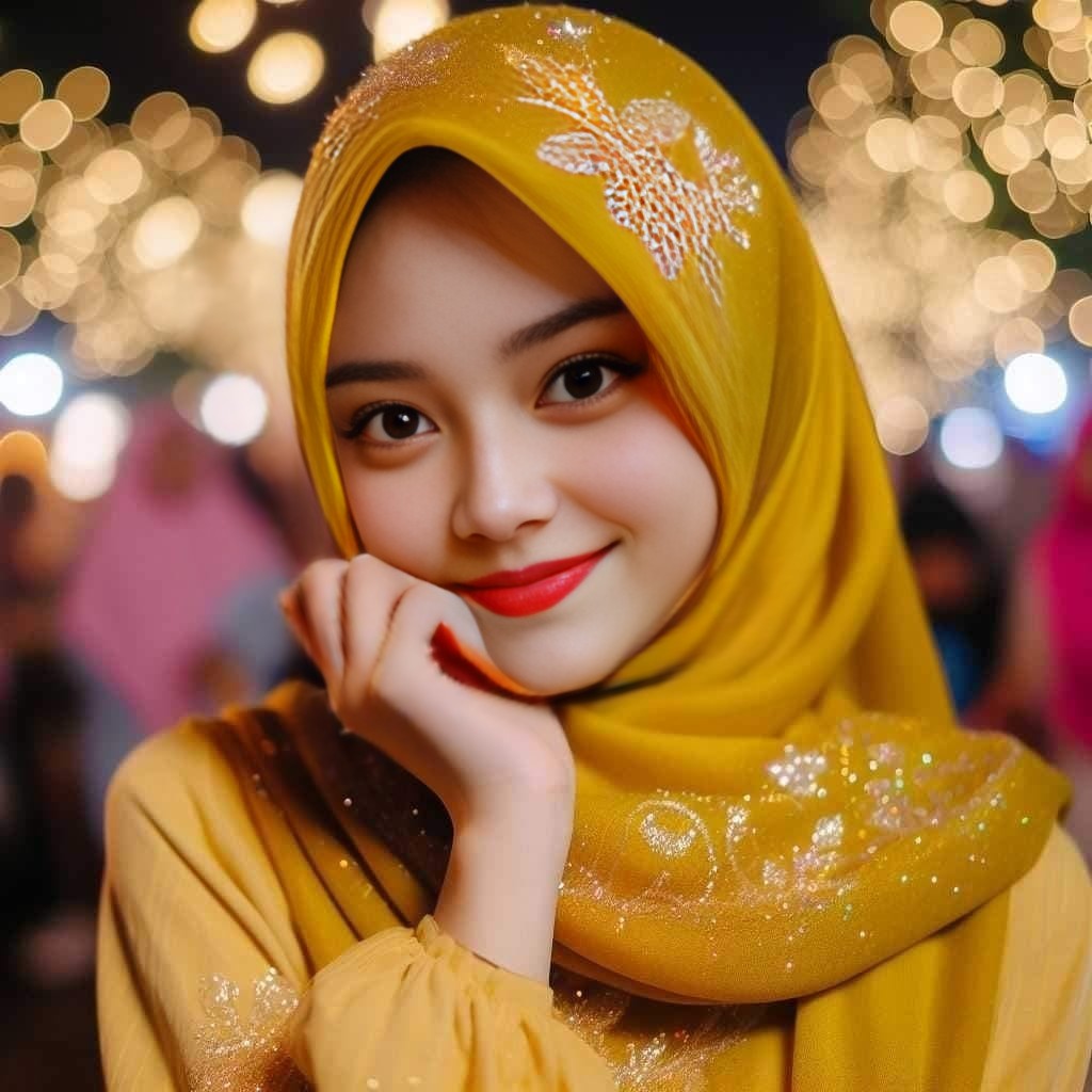 muslim woman wearing a yellow hijab