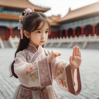 a little girl in traditional chinese dress