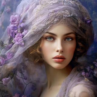 woman in a purple veil with flowers