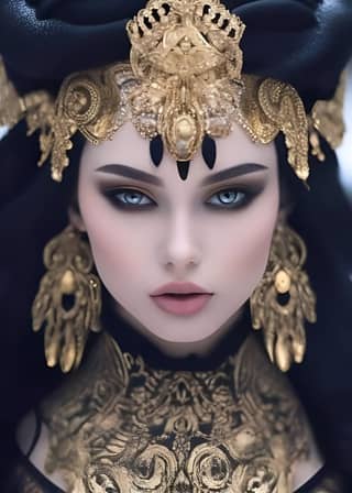 woman with gold and black makeup