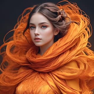 in orange dress and scarf