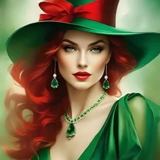 the cover of the book, the green hat and red hair