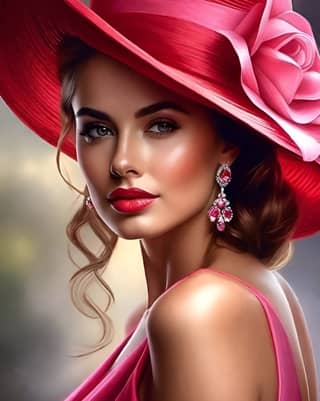 woman in a red hat and earrings