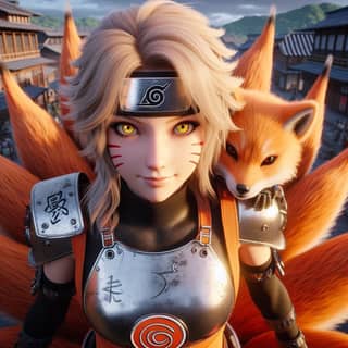 in a ninja outfit with a fox