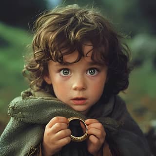 boy in a cloak holding a ring