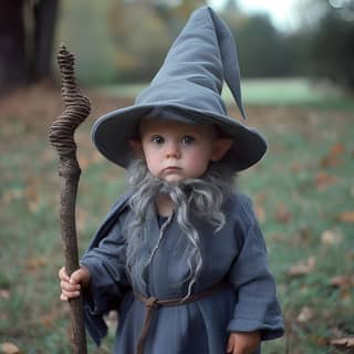 boy dressed as a wizard holding a staff