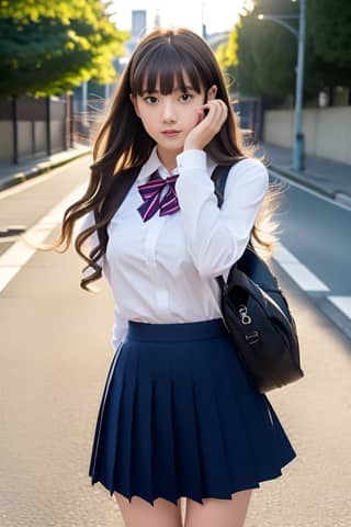 in a school uniform