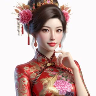 3d chinese girl in traditional dress