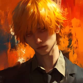 anime boy with orange hair and a suit