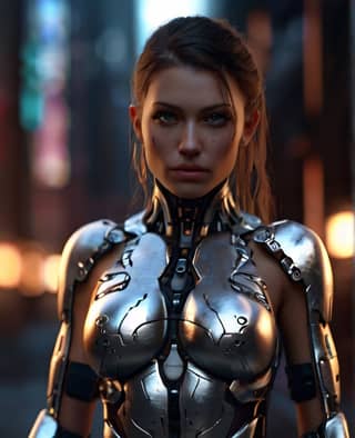 in a futuristic suit