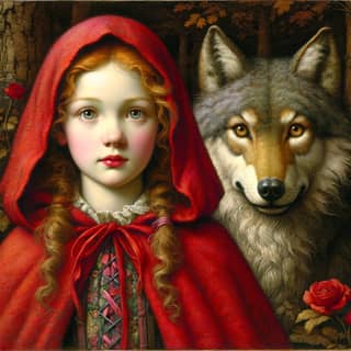 a little red riding hood and a wolf