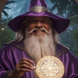 a wizard holding a magic ball