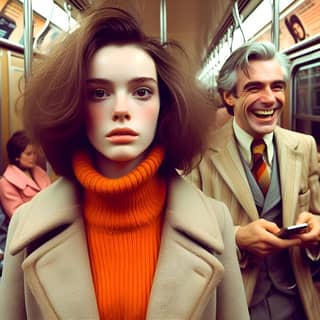 woman are on a subway train