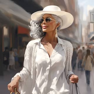an illustration of in a white hat and sunglasses