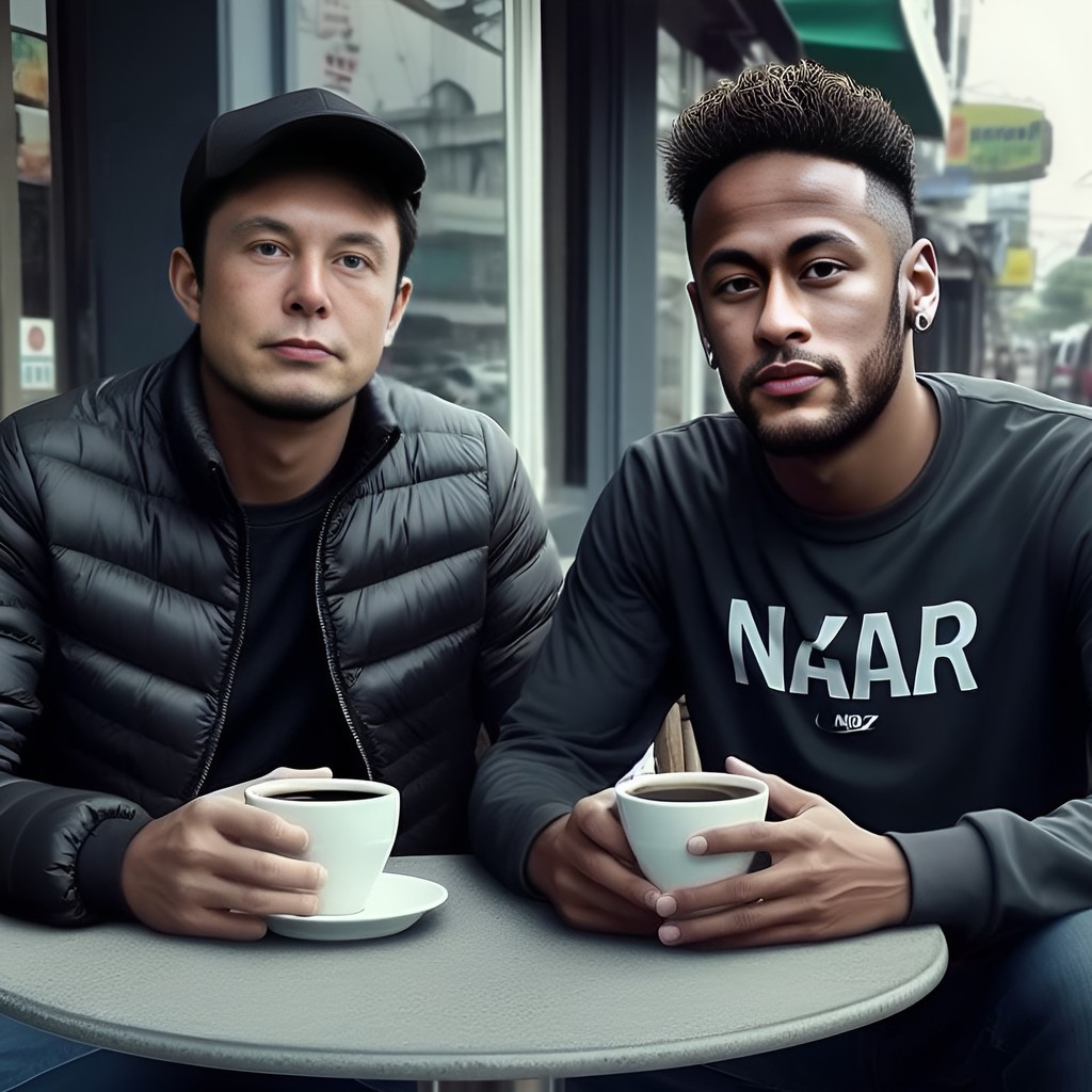 two young men sitting at a table holding coffee