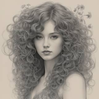 a drawing of with curly hair