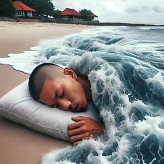 sleeping on a pillow in the ocean