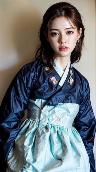 in traditional korean clothing