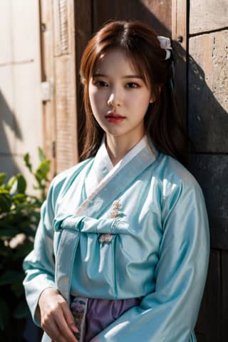 in traditional korean clothing