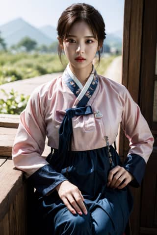 in traditional korean clothing