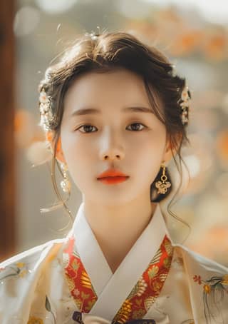 wearing traditional korean clothing