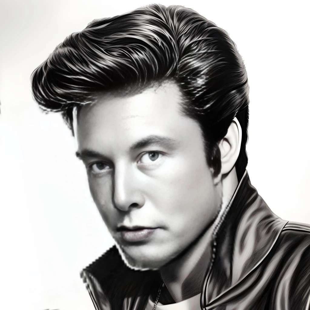 An Elvis Presley-like image with Elon's face