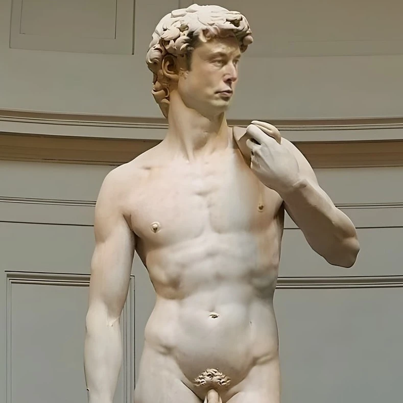 Sculpture of David but with Elon's face